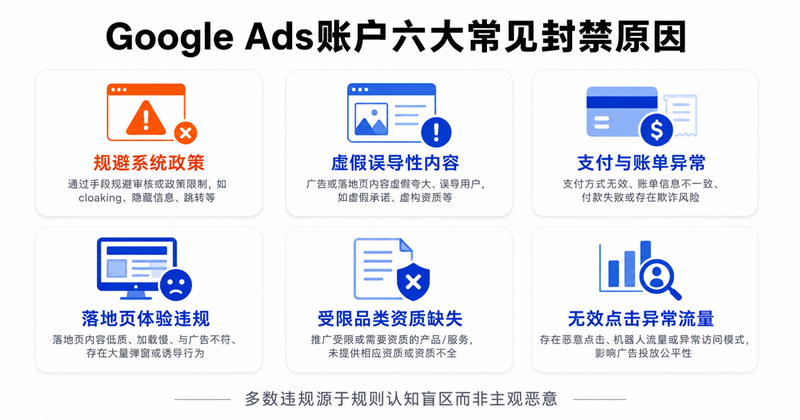 Google Ads帳戶六大常見封鎖原因
