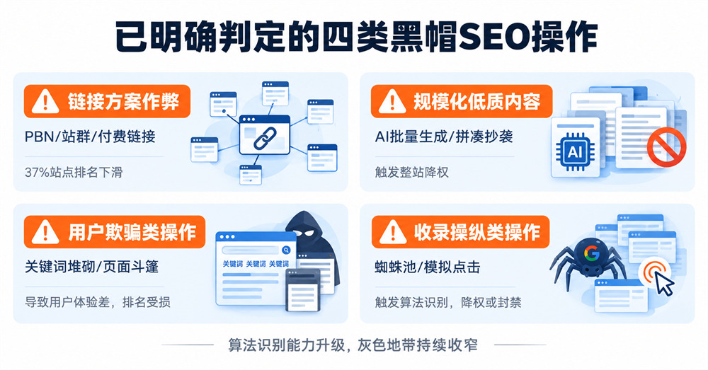 已明確判定的四類黑帽SEO操作 已明確判定的四類黑帽SEO操作